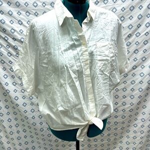 Madewell NWOT Button Down White Shirt Tie Waist 2x